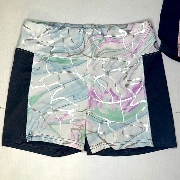 CX.J by Justice | 2 Piece Active Wear Shorts Multi Color w/ Metallic | Size14/16 - Picture 5 of 9